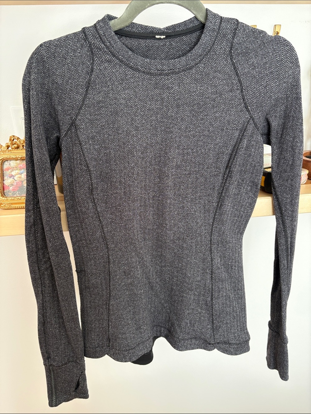 lululemon athletica Women's Heathered Charcoal Crewneck Sweater